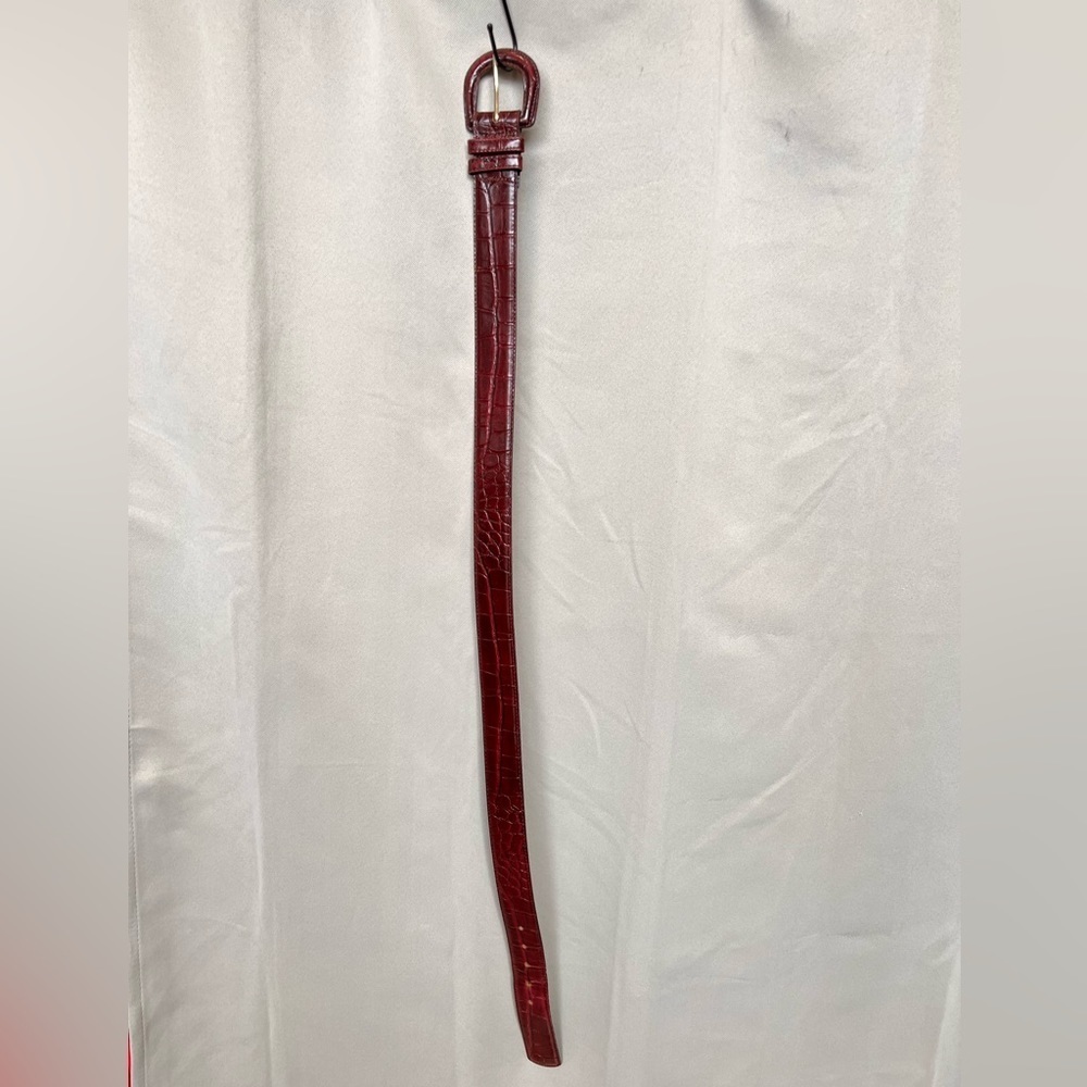 Nordstrom Oxblood Brown Alligator Embossed Leather Belt Size M 30 Made in USA